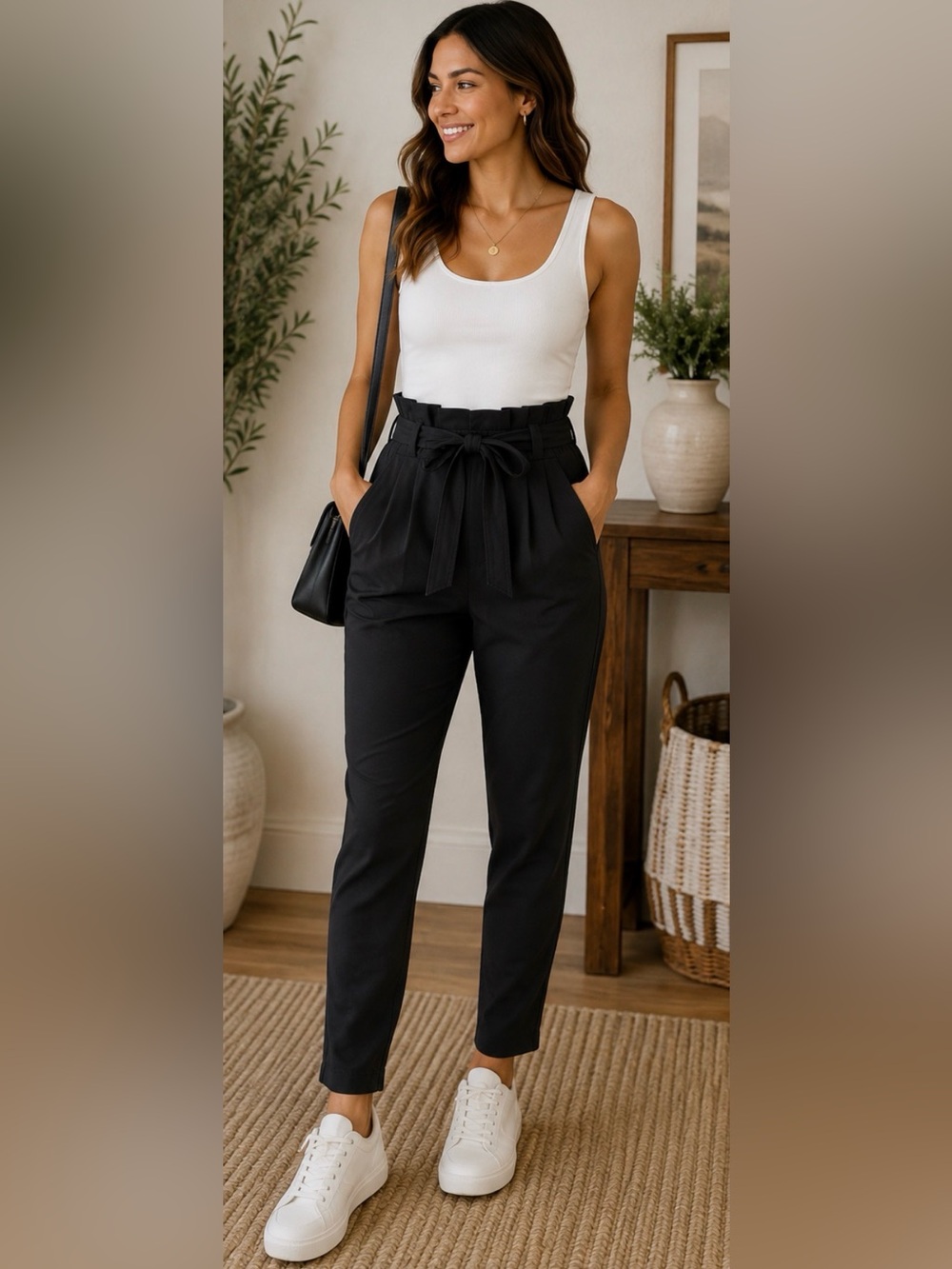 732 Athleta Skyline Pant II Black Paperbag Tie Waist Pants Size 00